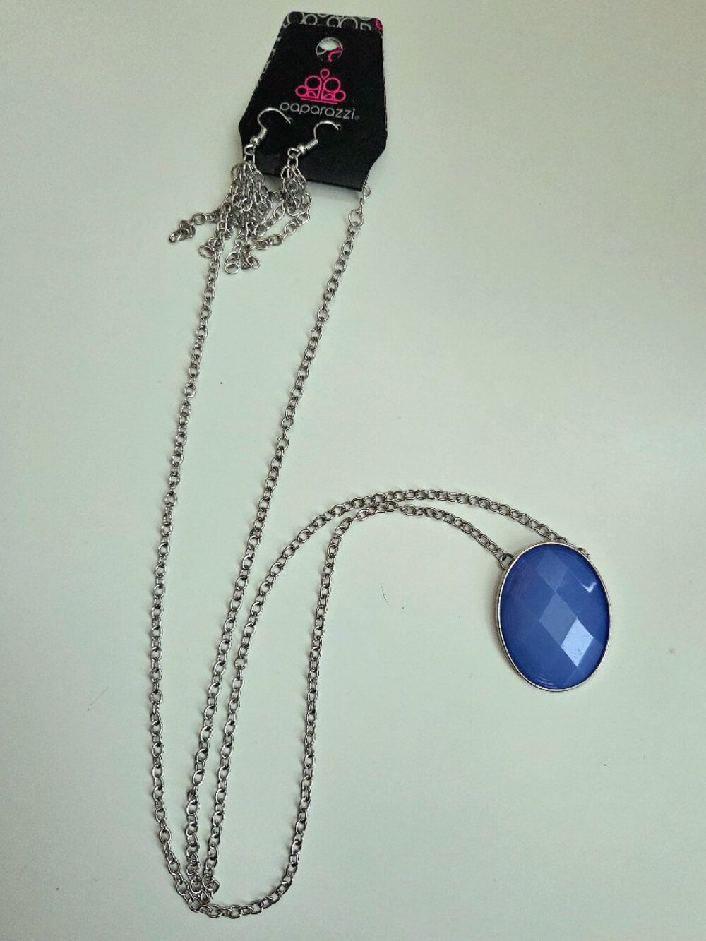 Paparazzi Blue Faceted Pendant Necklace & Earrings